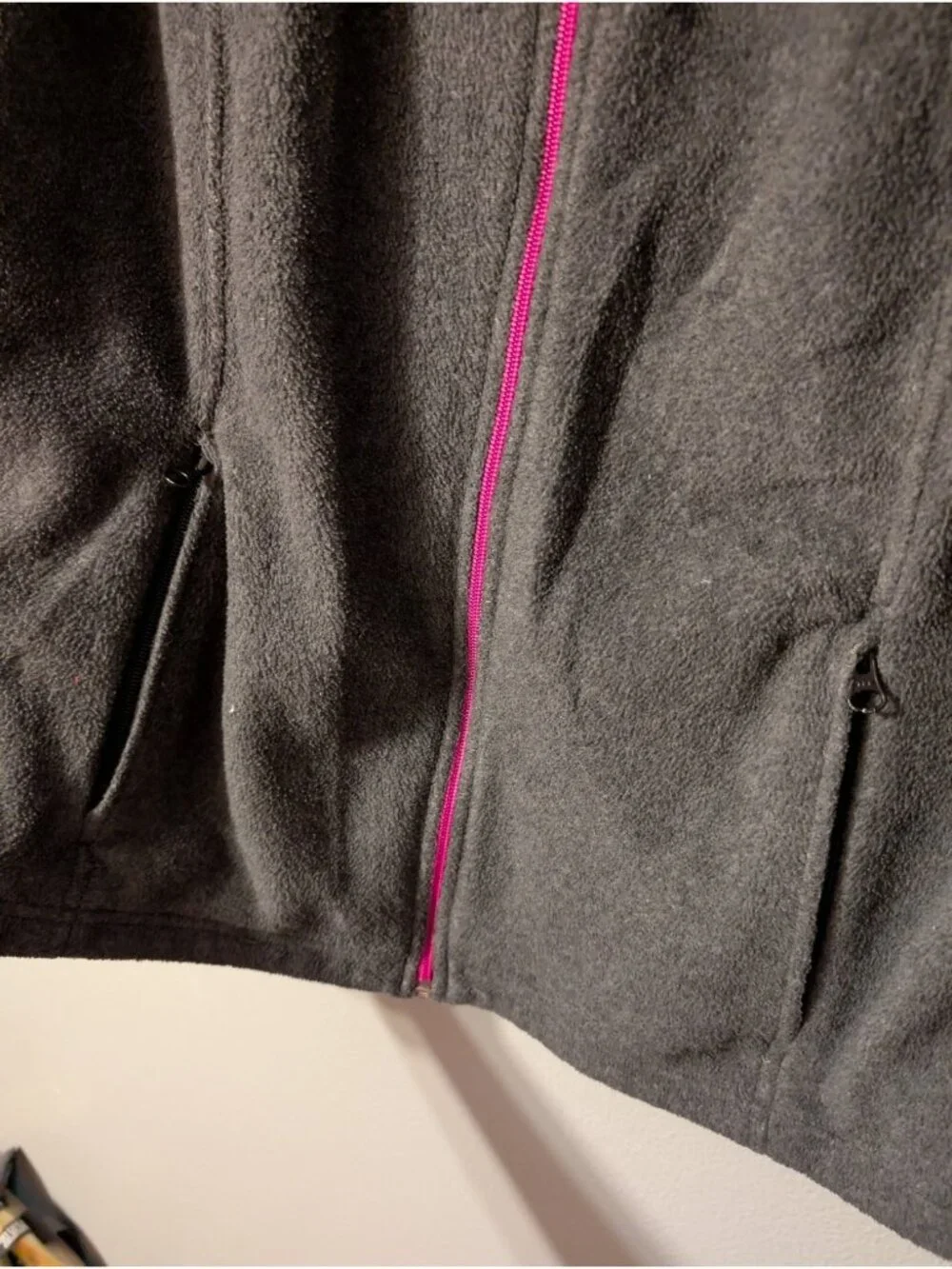 Columbia Women Benton Springs Fleece Vest XL Gray Pink Full Zip Outdoor Gorpcore